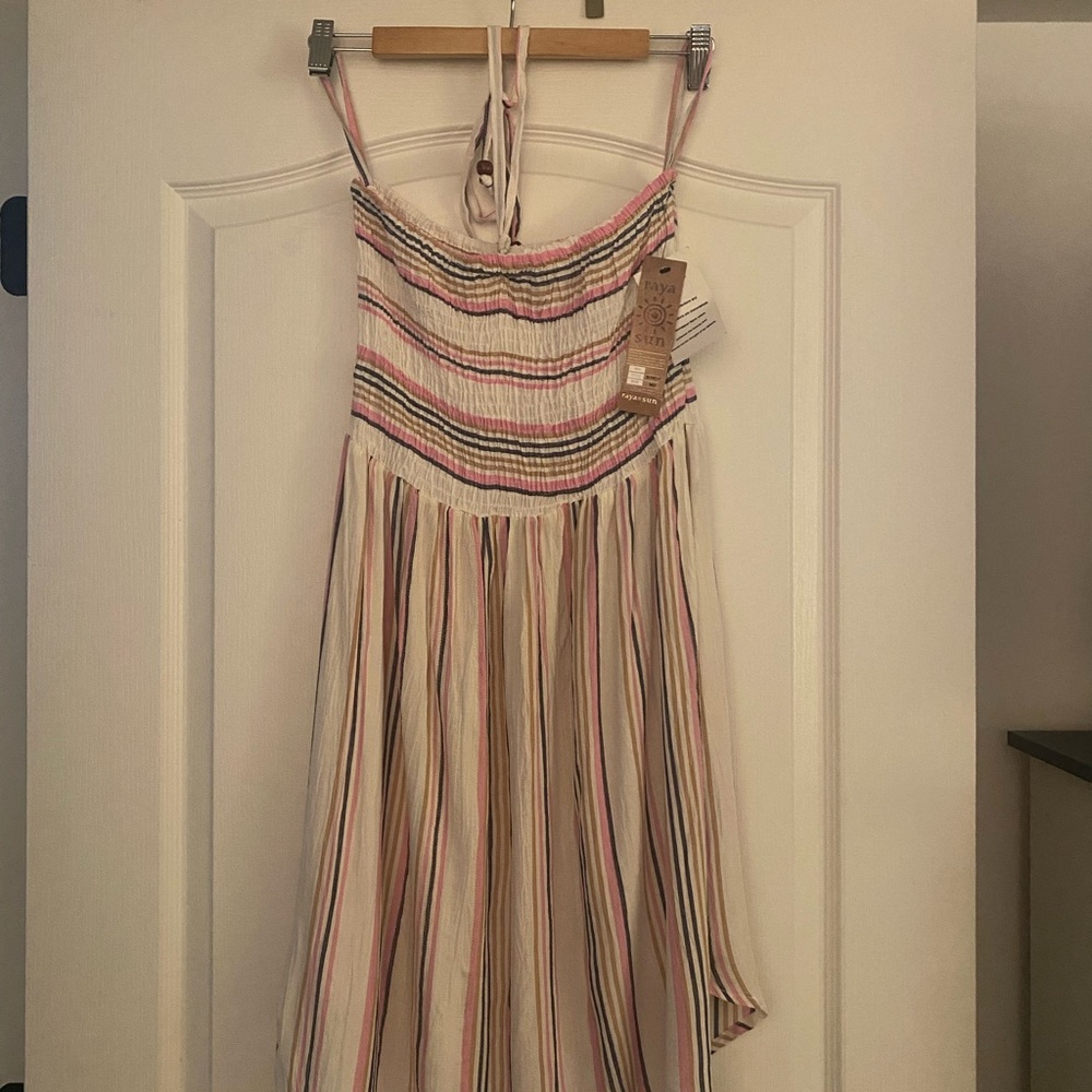 Chic Multicolor Striped Halter Dress